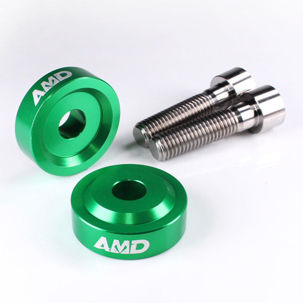 AMD Aprilia Tuono V4R 1000, V4 1100 RR + Factory, V4 1100 Factory 2021> Bar Risers +10mm Green - Titanium Bolts