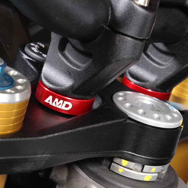 AMD Aprilia Tuono V4R 1000, V4 1100 RR + Factory, V4 1100 Factory 2021> Bar Risers +10mm Red - Titanium Bolts