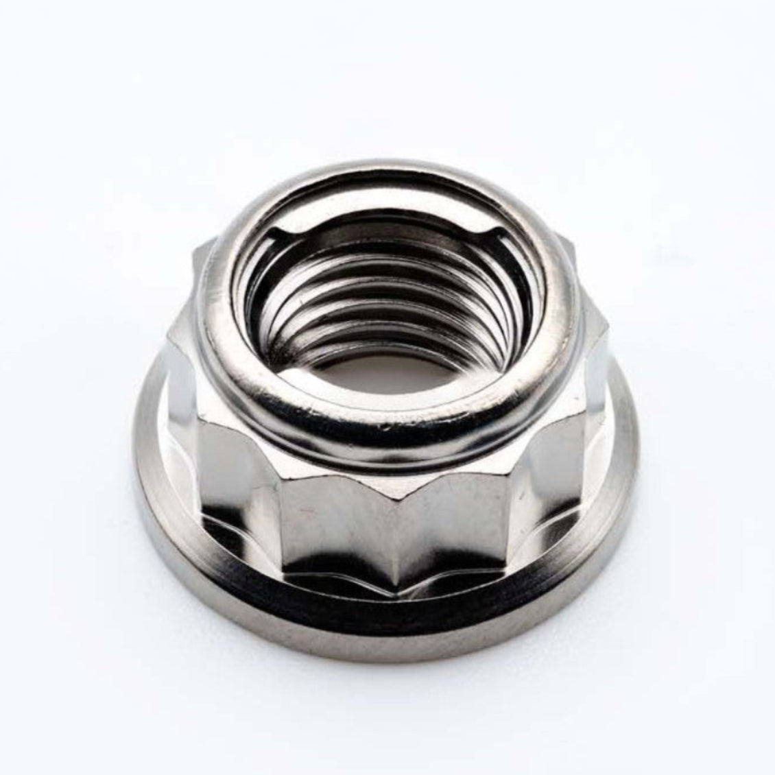 Titanium Rear Sprocket Nut Bi-Hex Flange M10 x (1.0mm) Polished