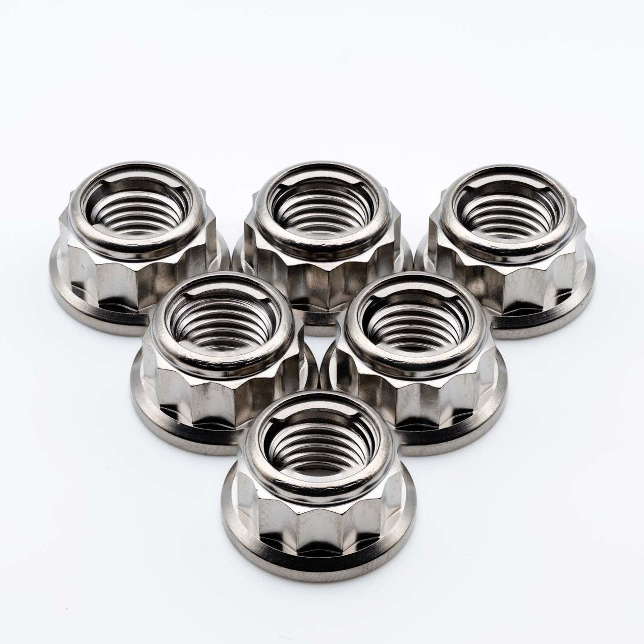 Titanium Rear Sprocket Nut Bi-Hex Flange M10 x (1.25mm) Polished Qty x 6