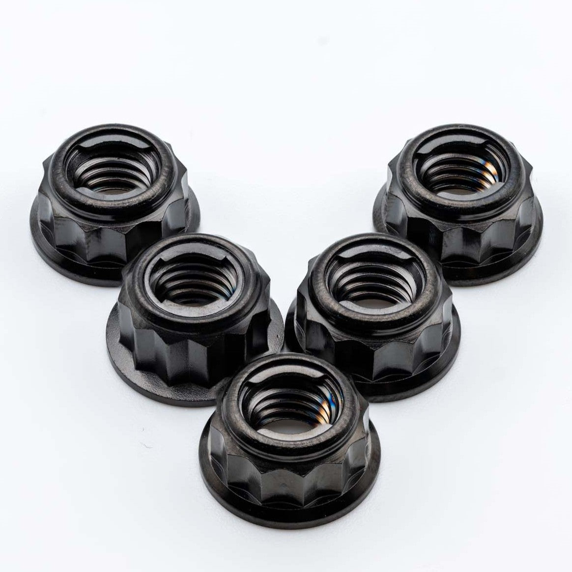 Titanium Rear Sprocket Nut Bi-Hex Flange M8 x (1.25mm) Black Qty x 5