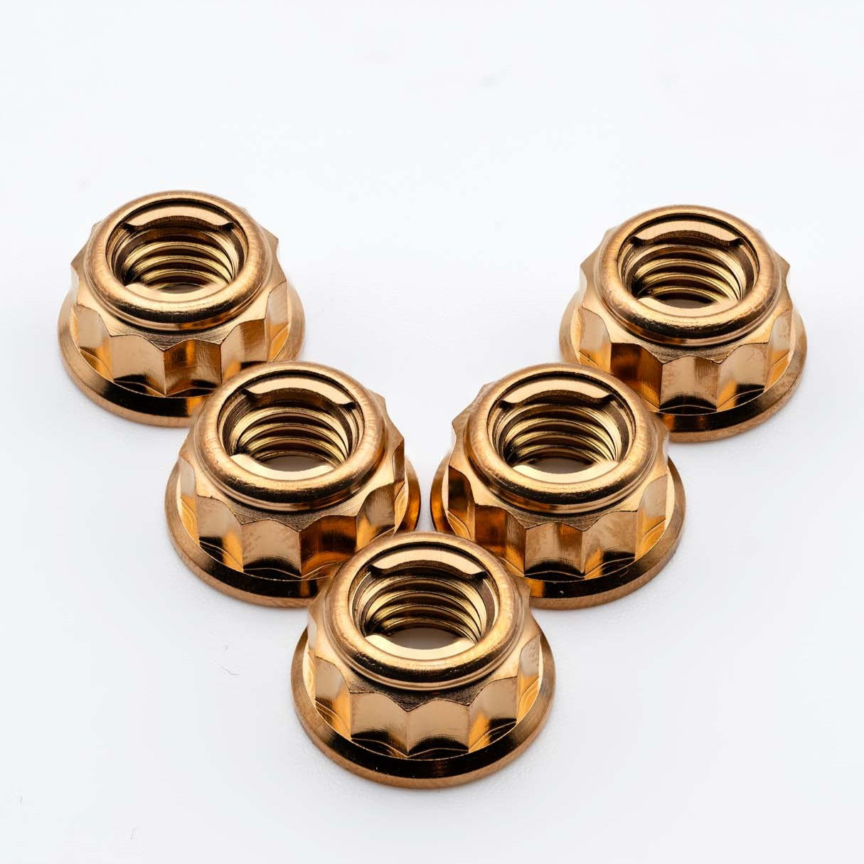 Titanium Rear Sprocket Nut Bi-Hex Flange M10 x (1.25mm) Bronze Qty x 5