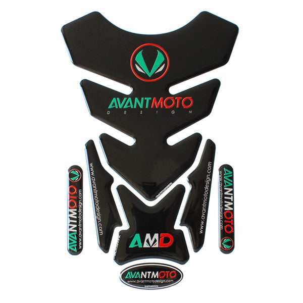 Universal Fit Black/Italian 3D Gel Motorcycle Tank Pad Protector