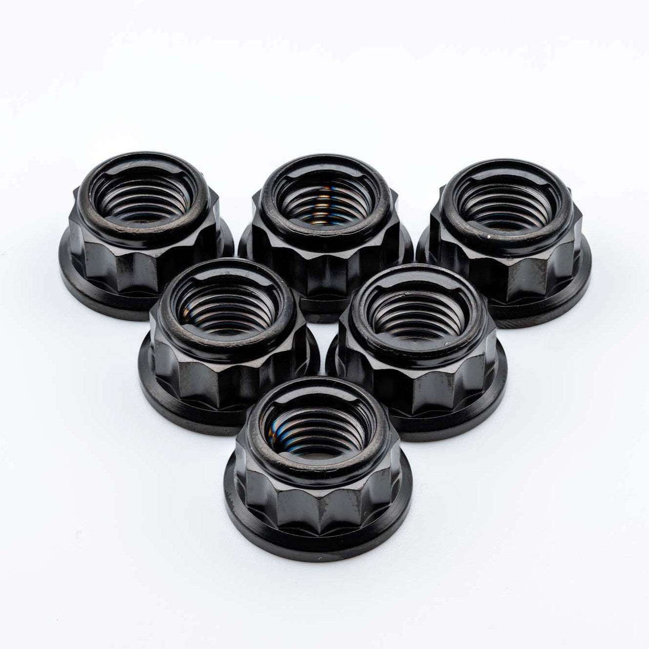Titanium Rear Sprocket Nut Bi-Hex Flange M10 x (1.0mm) Black Qty x 6