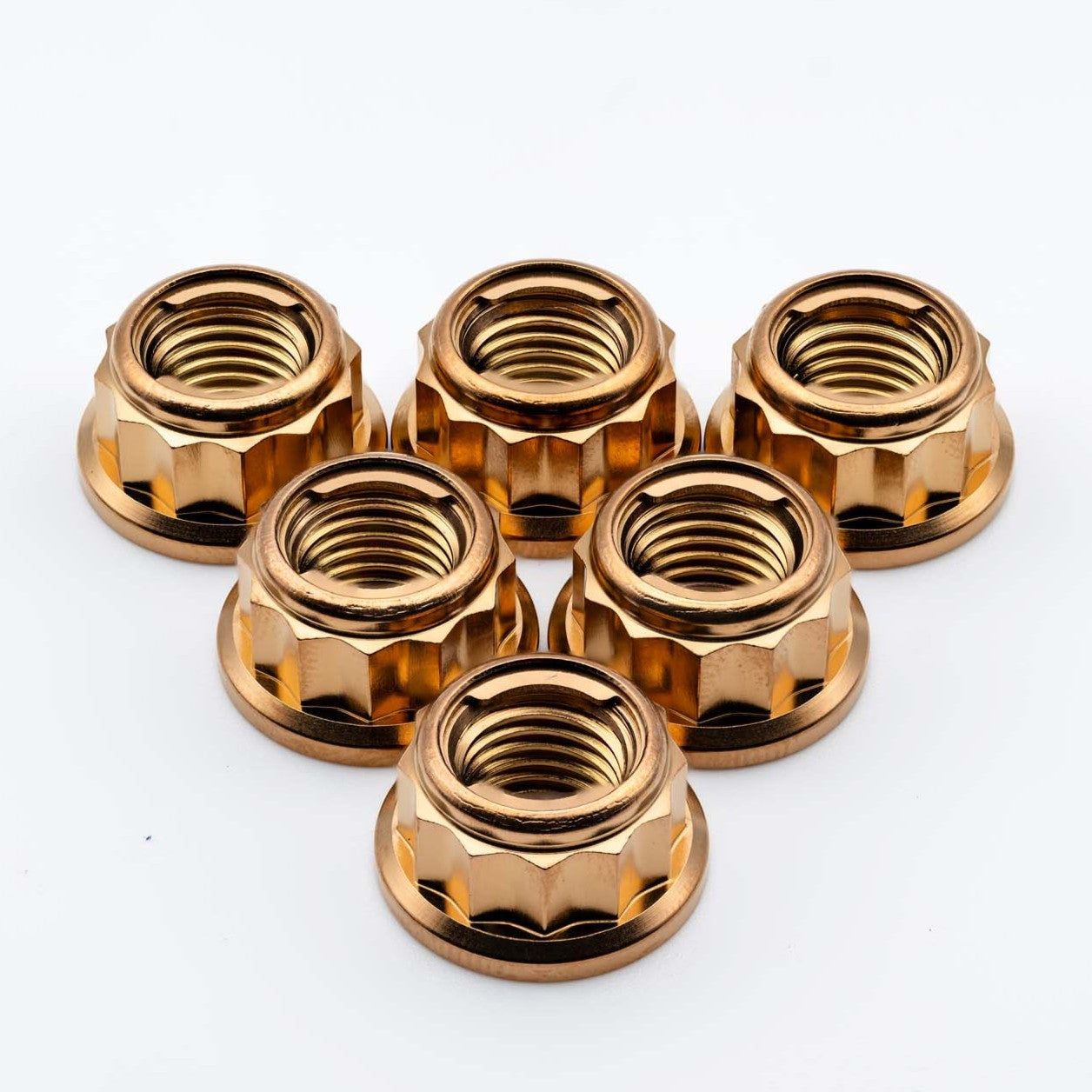 Titanium Rear Sprocket Nut Bi-Hex Flange M10 x (1.25mm) Bronze Qty x 6
