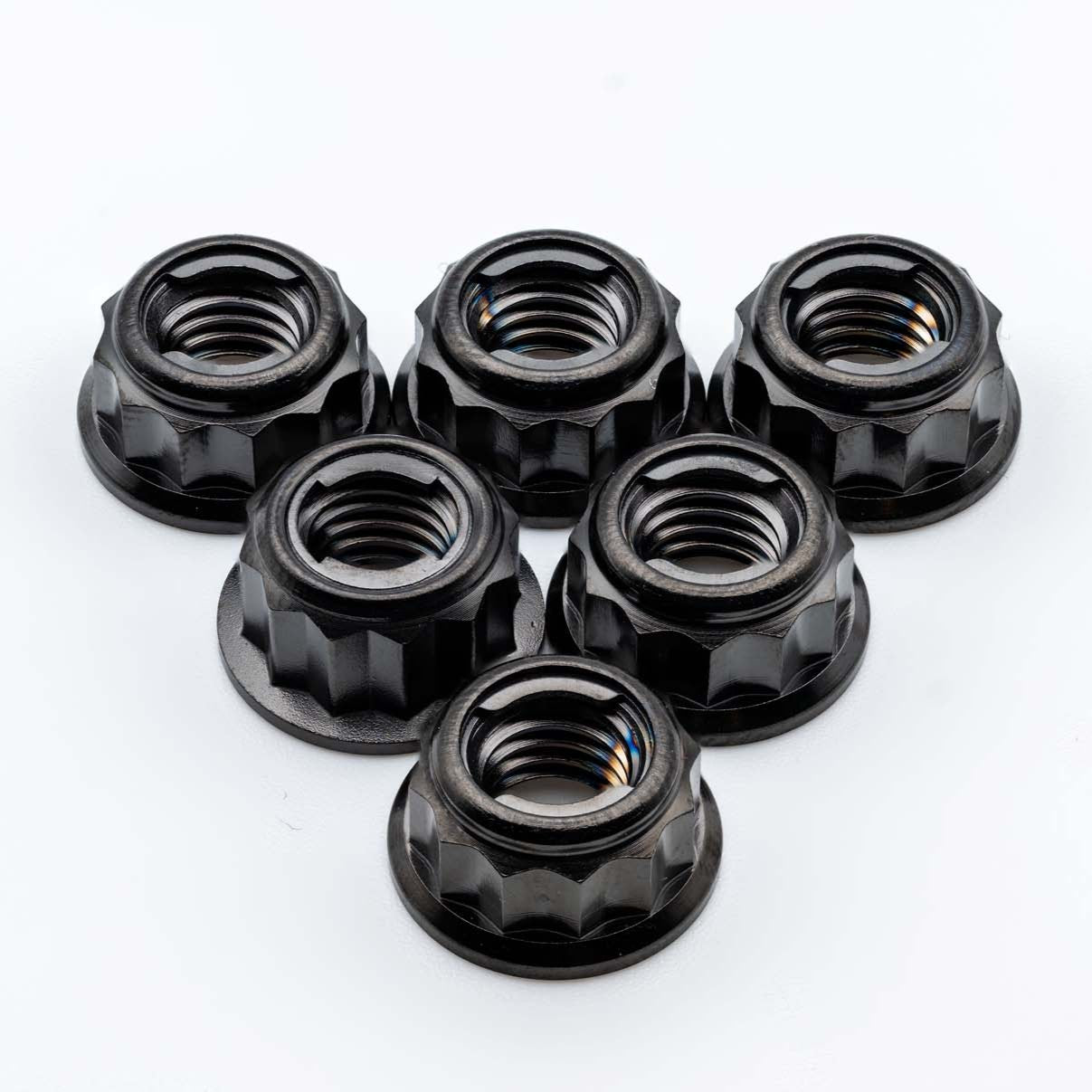 Titanium Rear Sprocket Nut Bi-Hex Flange M8 x (1.25mm) Black Qty x 6