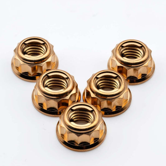 Titanium Rear Sprocket Nut Bi-Hex Flange M8 x (1.25mm) Bronze Qty x 5