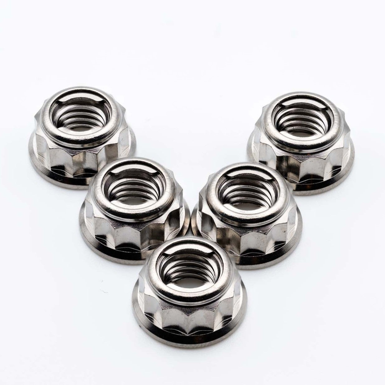 Titanium Rear Sprocket Nut Bi-Hex Flange M8 x (1.25mm) Polished Qty x 5