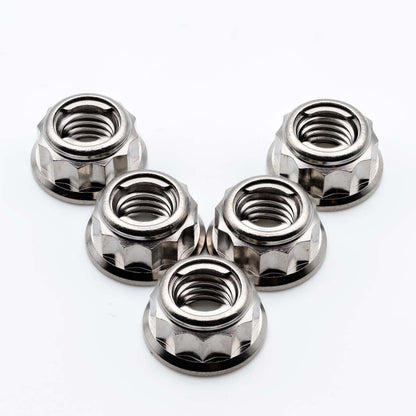 Titanium Rear Sprocket Nut Bi-Hex Flange M8 x (1.25mm) Polished Qty x 5