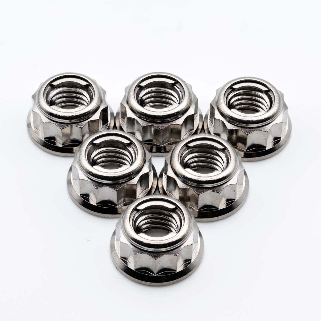 Titanium Rear Sprocket Nut Bi-Hex Flange M8 x (1.25mm) Polished Qty x 6