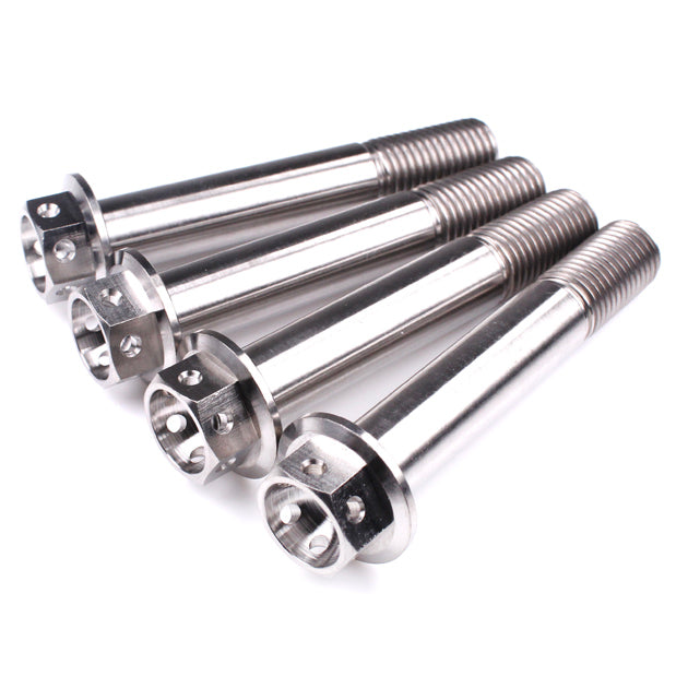 Titanium Front Brake Caliper Bolt Kit Race Spec Drilled M10 (1.25mm) x 65mm Polished