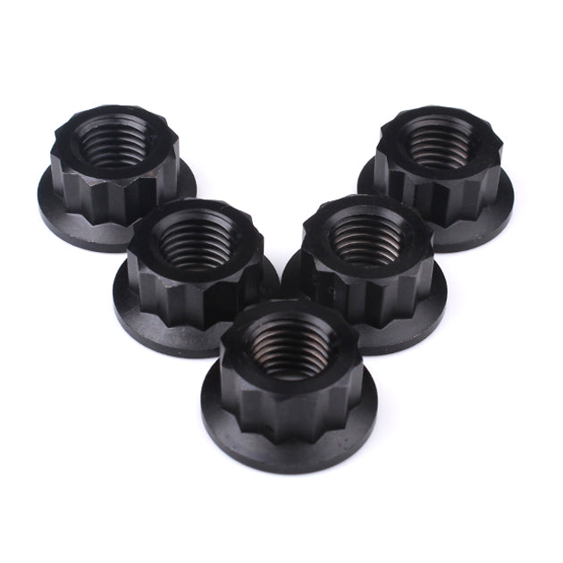 Titanium Rear Sprocket Nut Bi-Hex Flange M10 x (1.25mm) Black Qty x 5