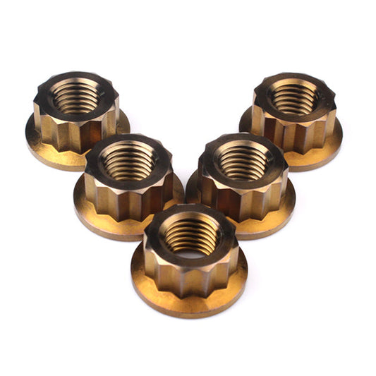 Titanium Rear Sprocket Nut Bi-Hex Flange M10 x (1.25mm) Bronze Qty x 5