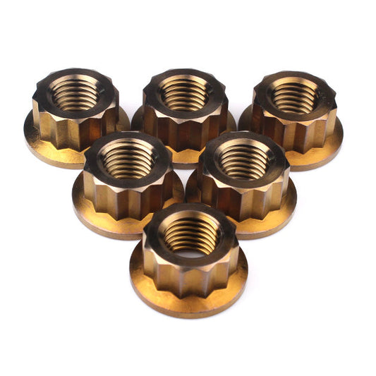 Titanium Rear Sprocket Nut Bi-Hex Flange M10 x (1.25mm) Bronze Qty x 6