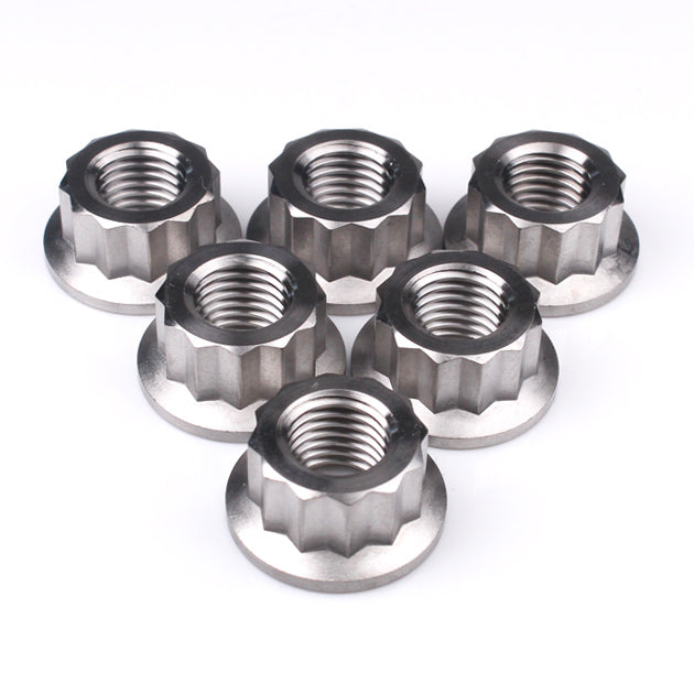 Titanium Rear Sprocket Nut Bi-Hex Flange M10 x (1.25mm) Polished Qty x 6