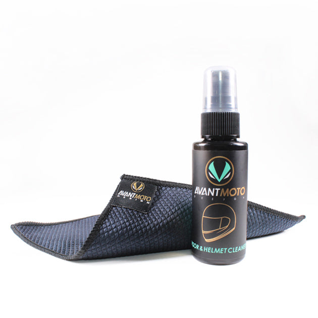 Avant Moto Design Motorcycle Visor and Helmet Spray Cleaner with Cleaning Cloth - 50ml
